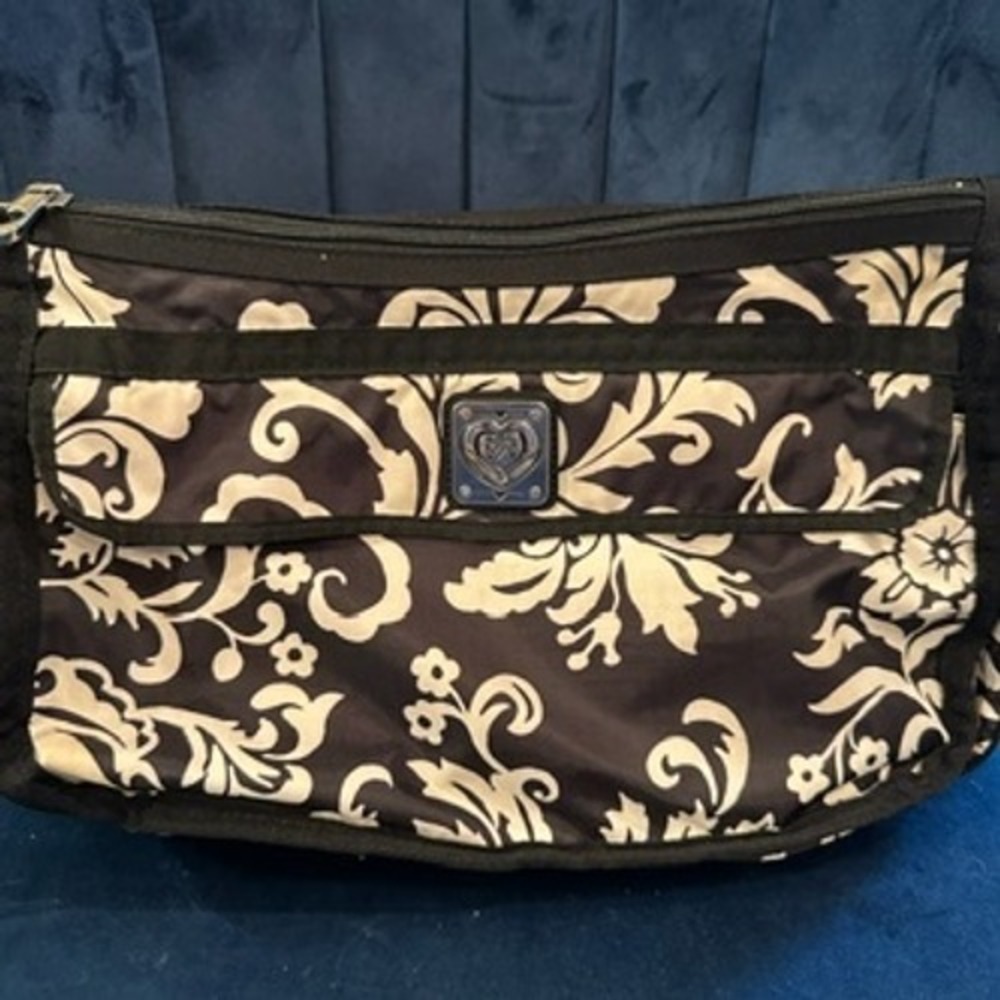 Brighton Crossbody‎ Bag Black White Floral Pattern Shoulder Bag Purse
